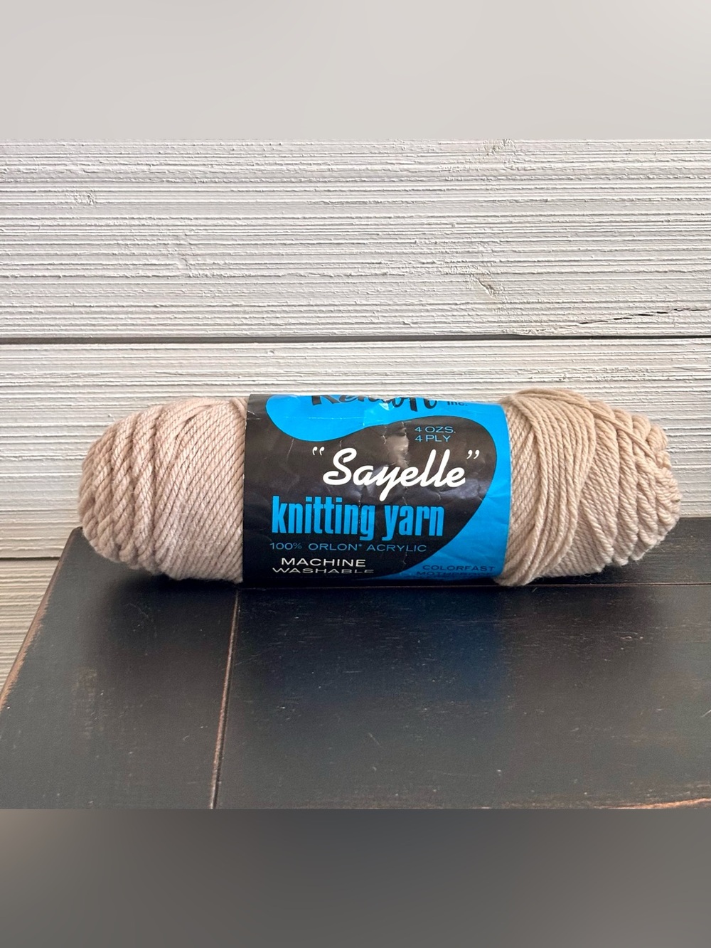 Vintage Kenloft Inc “Sayelle” Knitting Yarn 100% Orlon Acrylic Beige #56 ~ 4 Ply
